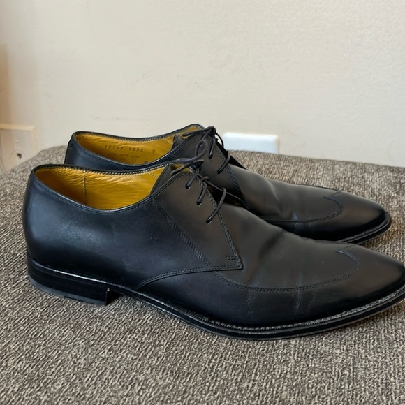 Boss Hugo Boss Mens Lace Up Wing Tip Oxford Black Leather Shoes 9 - Picture 2 of 15